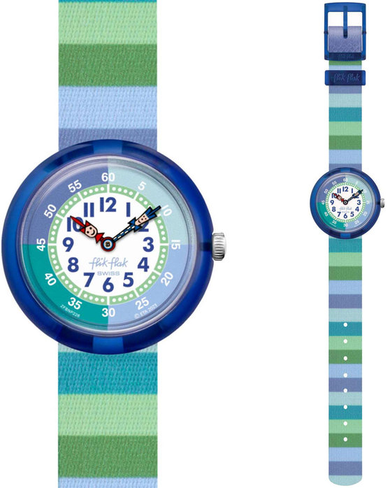 FLIK FLAK Organized Chaos Stripy Green Multicolor Plastic Strap