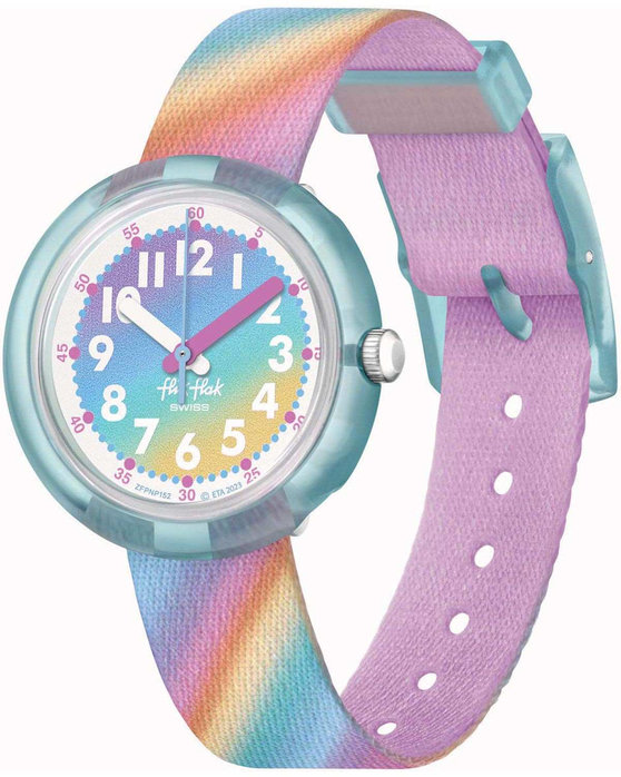 FLIK FLAK Organized Chaos Liquid Rainbow Multicolor Plastic Strap