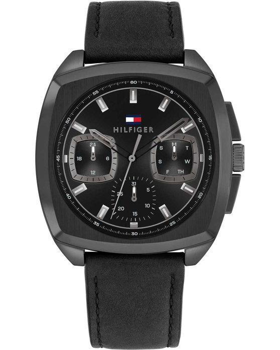 TOMMY HILFIGER Casual Black Leather Strap