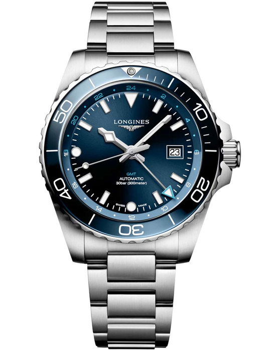 LONGINES HydroConquest Automatic GMT Dual Time Silver Stainless Steel Bracelet