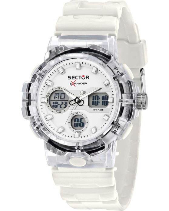 SECTOR EX-46 Dual Time Chronograph White Plastic Strap