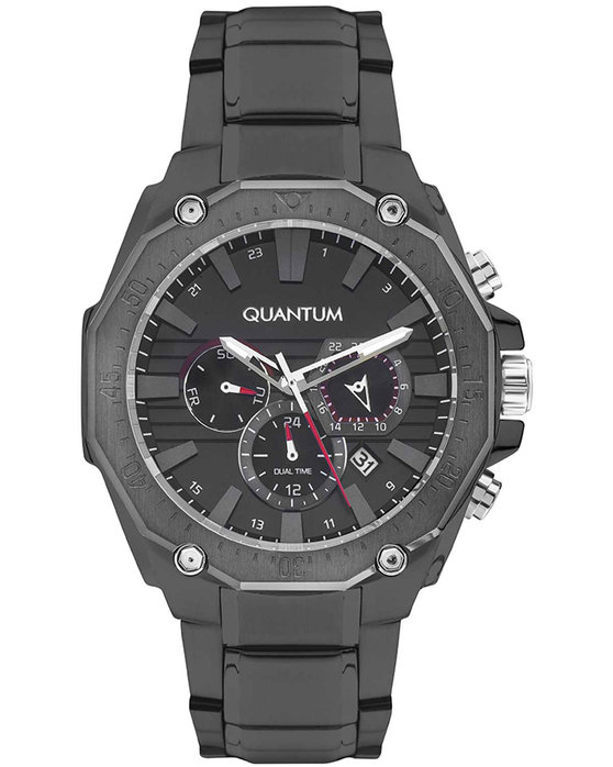 QUANTUM Adrenaline Dual Time Grey Metallic Bracelet