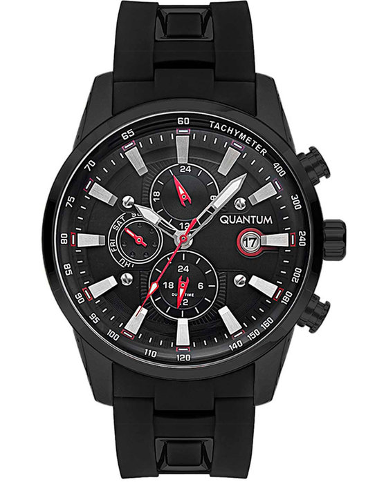 QUANTUM Adrenaline Dual Time Black Silicone Strap