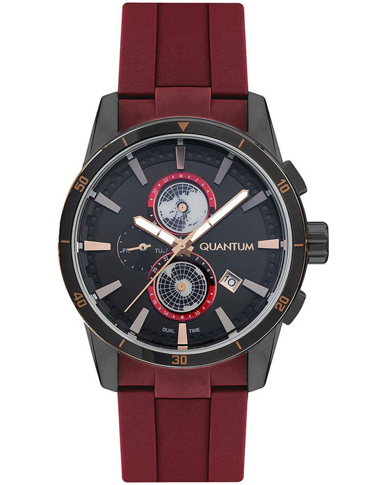 QUANTUM Adrenaline Dual Time Bordeaux Silicone Strap