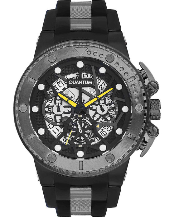 QUANTUM Hunter Chronograph Black Silicone Strap