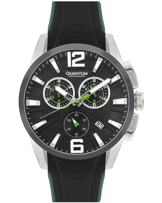 QUANTUM Powertech Chronograph Black Silicone Strap