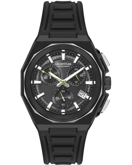 QUANTUM Powertech Chronograph Black Silicone Strap