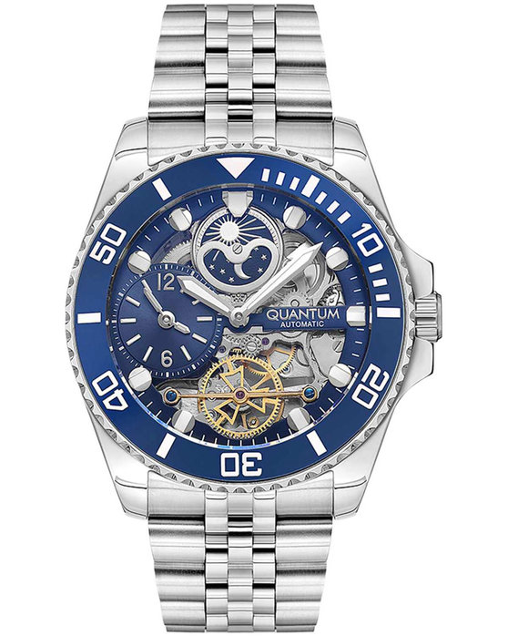 QUANTUM Q-Master Automatic Dual Time Silver Metallic Bracelet