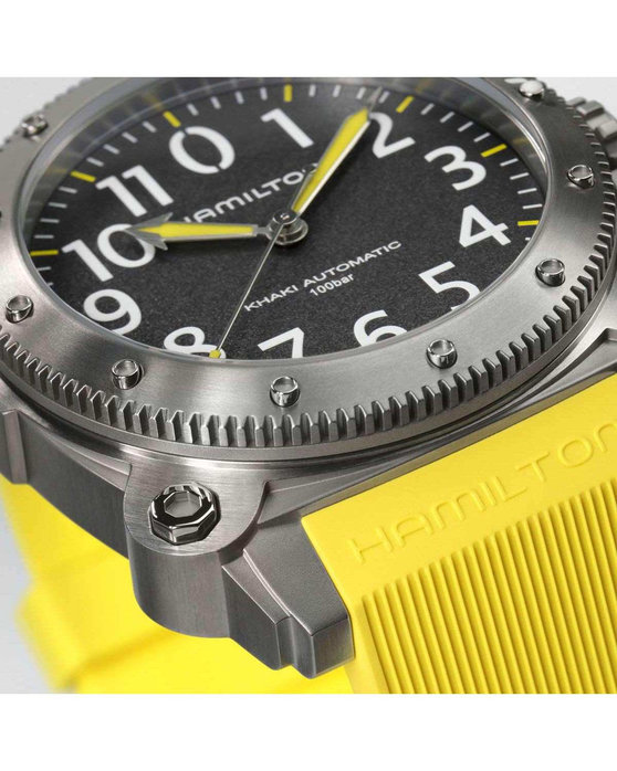 HAMILTON Khaki Navy BeLOWZERO Automatic Yellow Rubber Strap