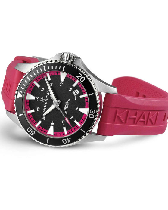 HAMILTON Khaki Navy Scuba Automatic Pink Rubber Strap