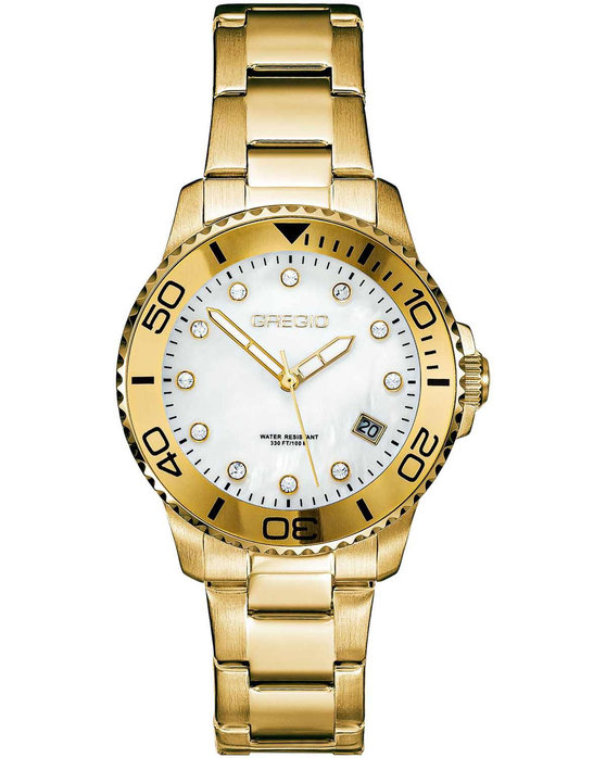 GREGIO Divers Zircons Gold Stainless Steel Bracelet