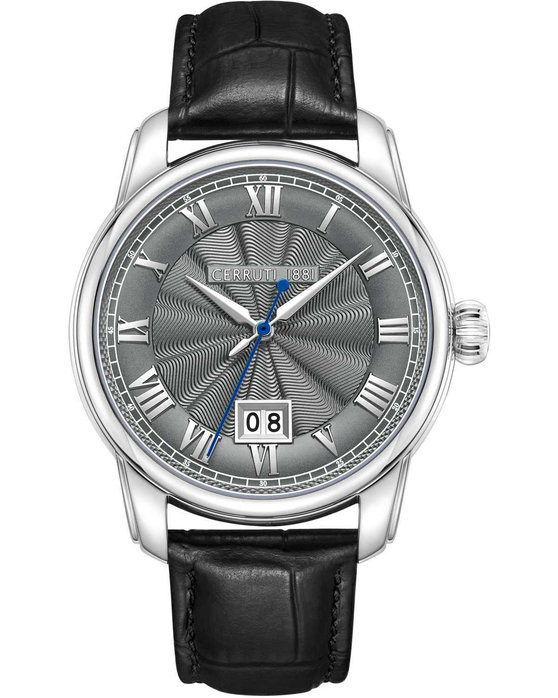 CERRUTI Balvano Black Leather Strap