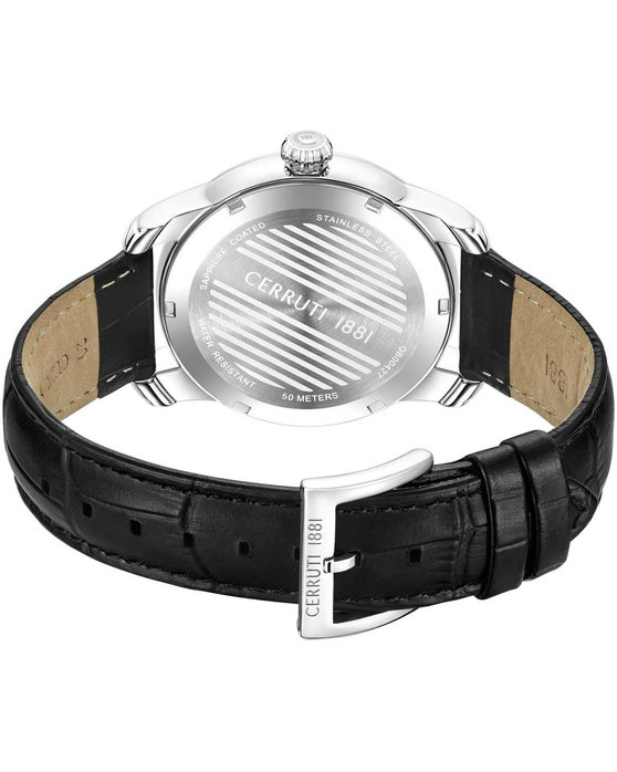 CERRUTI Balvano Black Leather Strap