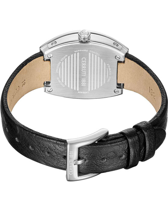 CERRUTI Calliano Crystals Black Leather Strap