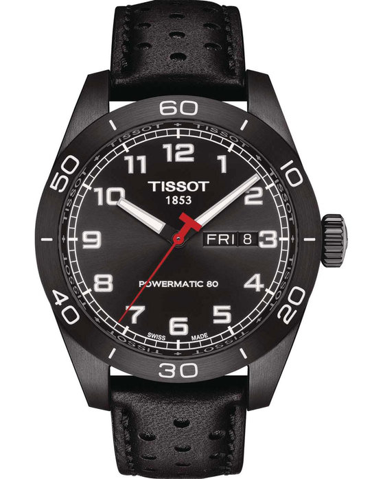 TISSOT T-Sport PRS 516 Powermatic 80 Black Leather Strap