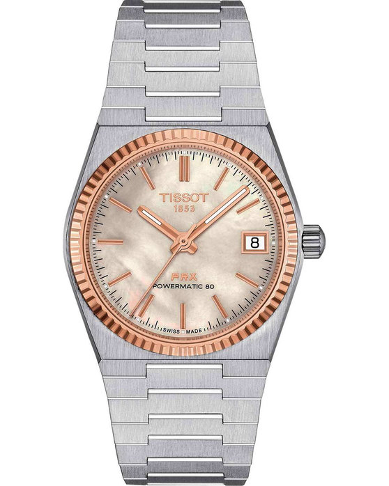 TISSOT PRX Powermatic 80 Steel with 18ct Rose Gold Bezel