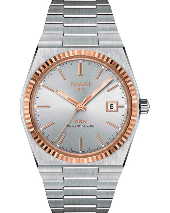 TISSOT PRX Powermatic 80 Steel with 18ct Rose Gold Bezel