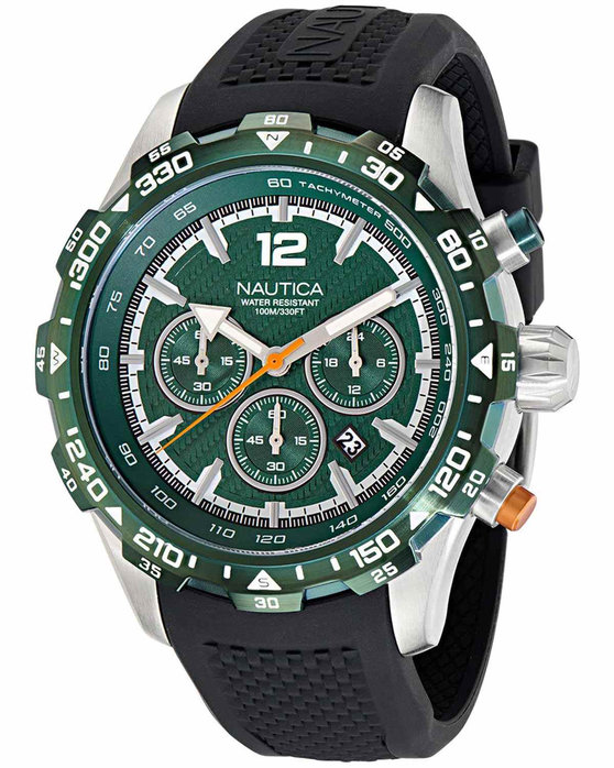 NAUTICA NST Chronograph Black Silicone Strap