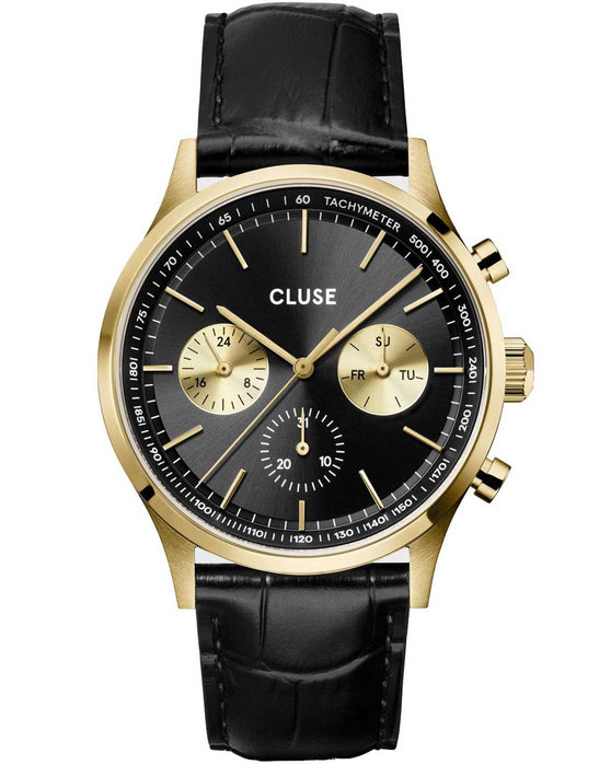 CLUSE Antheor Black Leather Strap