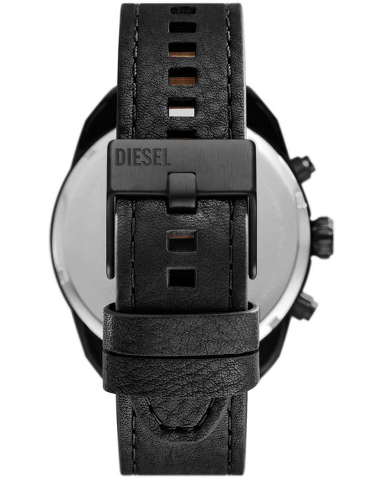 DIESEL Spiked Chronograph Black Leather Strap