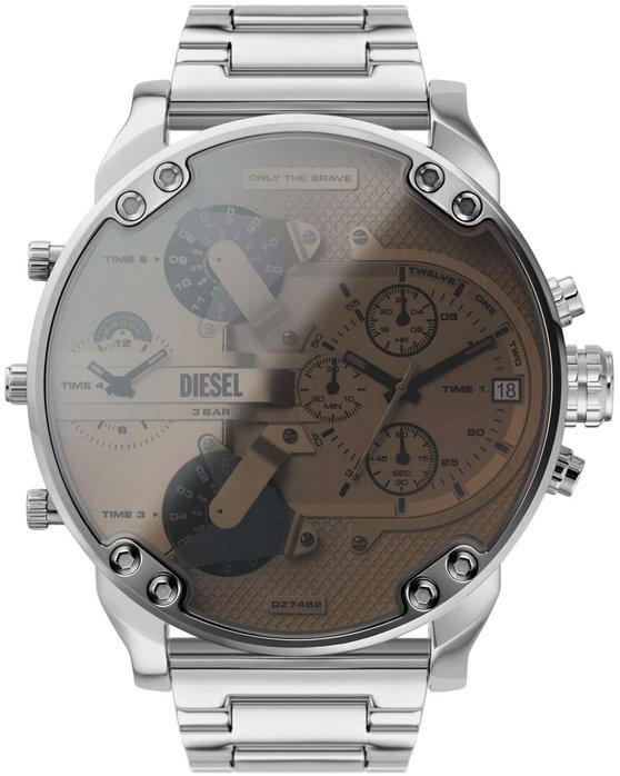 DIESEL Mr Daddy 2.0 Quad Time Chronograph Silver Stainless Steel Bracelet