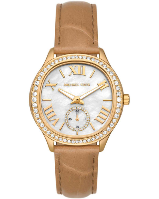 MICHAEL KORS Sage Crystals Brown Leather Strap