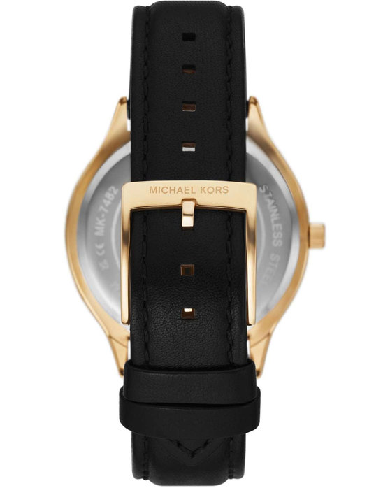 MICHAEL KORS Slim Runway Black Leather Strap