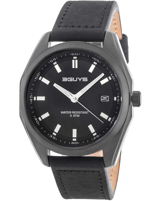 3GUYS Black Leather Strap