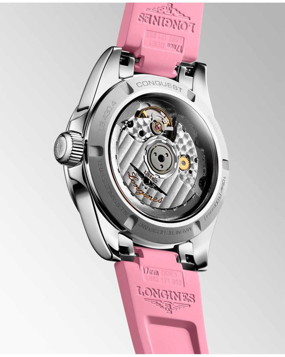 LONGINES Conquest Automatic Pink Rubber Strap