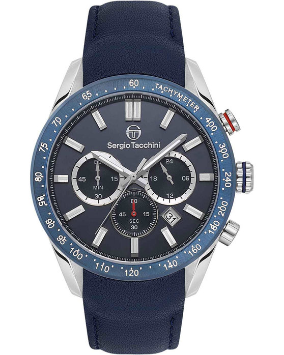 SERGIO TACCHINI Gents Chronograph Blue Leather Bracelet