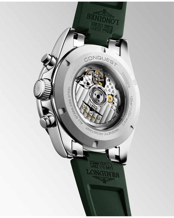 LONGINES Conquest Automatic Chronograph Green Rubber Strap