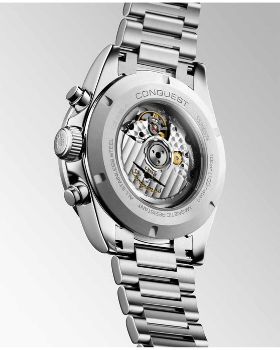 LONGINES Conquest Automatic Chronograph Silver Stainless Steel Bracelet