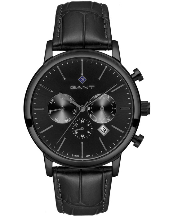 GANT Cleveland Dual Time Black Leather Strap