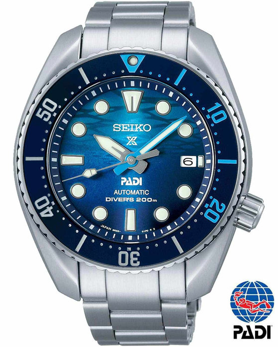 SEIKO Prospex Great Blue Sumo Scuba Divers Automatic PADI Silver Stainless Steel Bracelet Special Edition