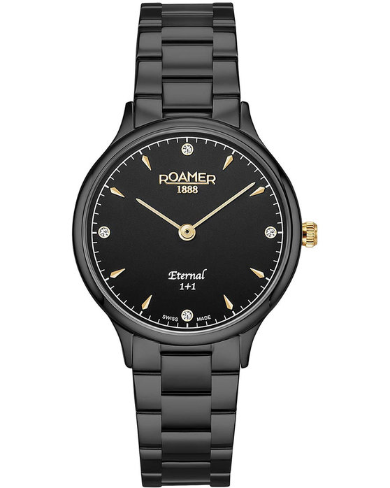 ROAMER Eternal Diamonds Black Stainless Steel Bracelet