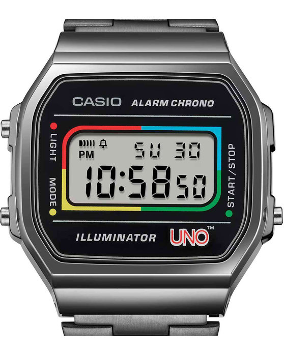 CASIO UNO Vintage Chronograph Black Stainless Steel Bracelet