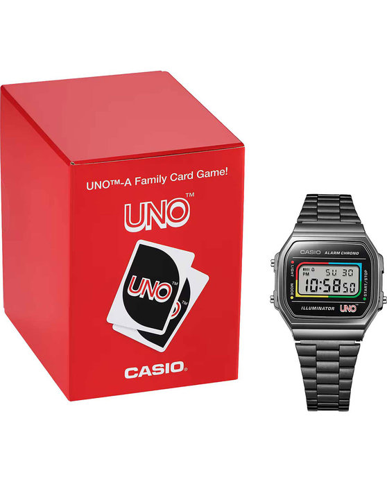 CASIO UNO Vintage Chronograph Black Stainless Steel Bracelet