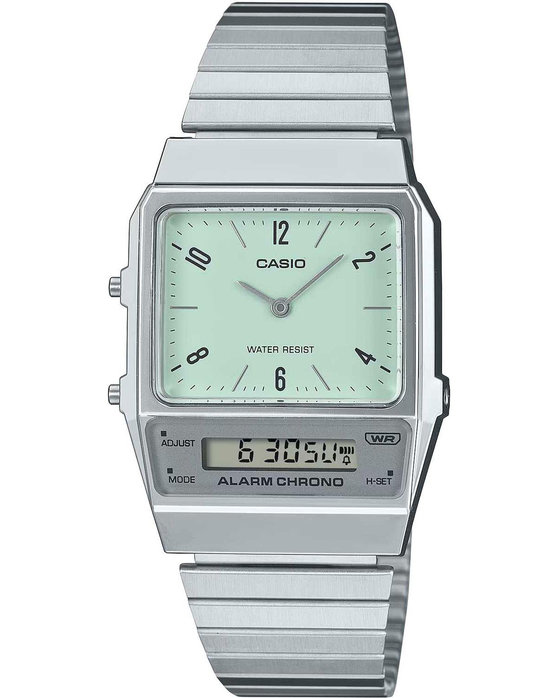 CASIO Vintage Dual Time Chronograph Silver Stainless Steel Bracelet