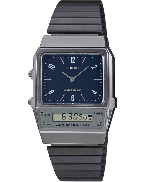 CASIO Vintage Dual Time Chronograph Grey Stainless Steel Bracelet