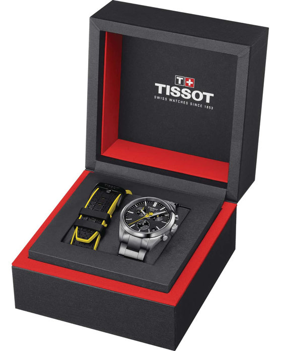 TISSOT PR100 Tour de France Chronograph Silver Stainless Steel Bracelet Special Edition Gift Set