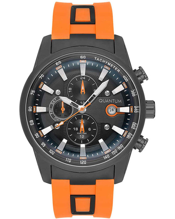 QUANTUM Adrenaline Dual Time Orange Silicone Strap