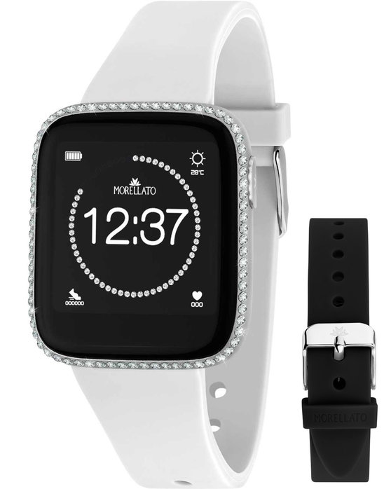 MORELLATO M-01 Crystals Smartwatch White Plastic Strap Gift Set