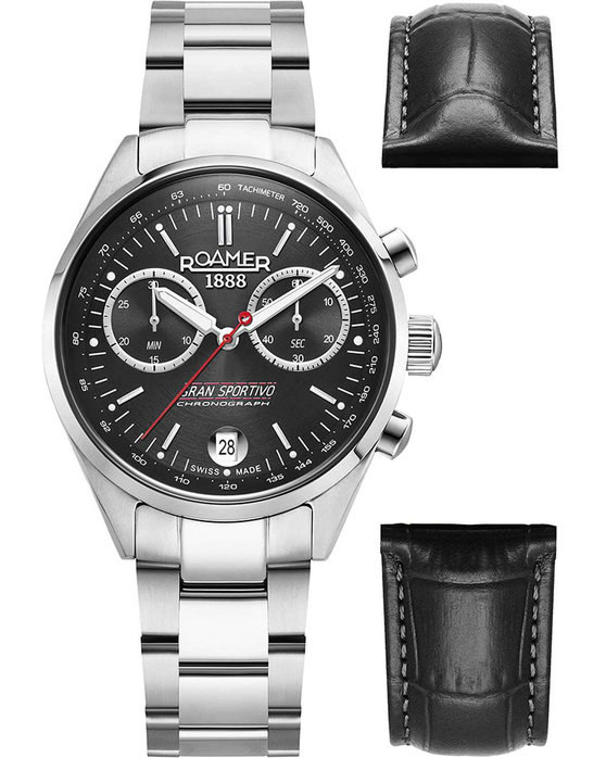 ROAMER Gran Sportivo Chronograph Silver Stainless Steel Bracelet Gift Set