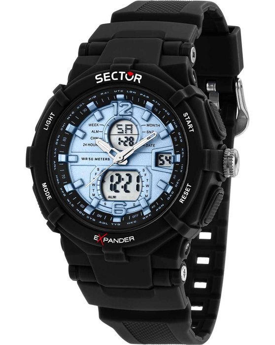 SECTOR EX-09 Dual Time Chronograph Black Plastic Strap