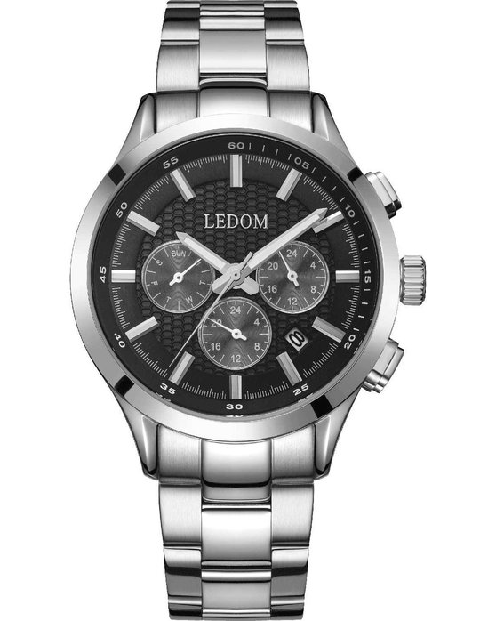 LEDOM Horizon Dual Time Silver Stainless Steel Bracelet