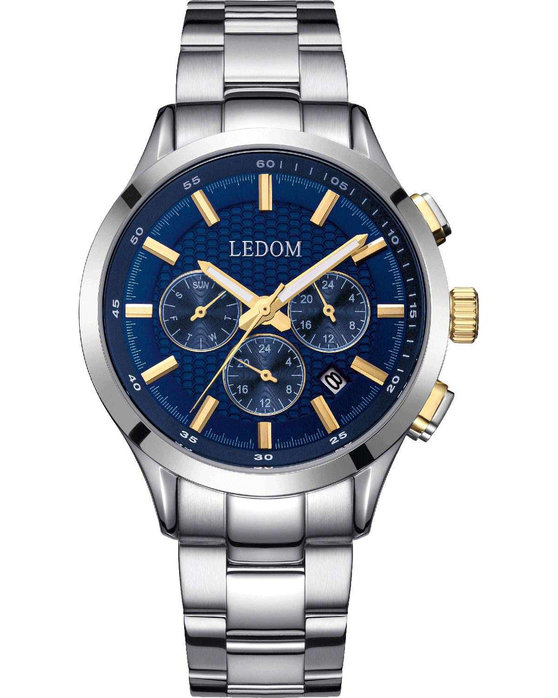 LEDOM Horizon Dual Time Silver Stainless Steel Bracelet