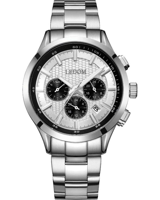 LEDOM Horizon Dual Time Silver Stainless Steel Bracelet