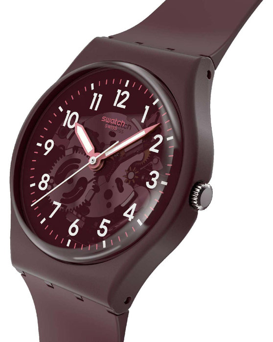 SWATCH Essentials Thru The Crown Glass Bordeaux Biosourced Strap