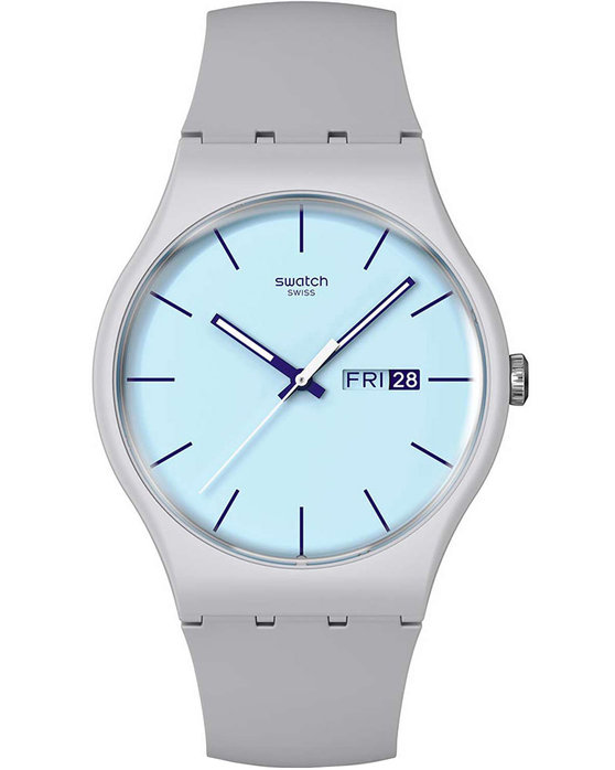 SWATCH Essentials Blueberry Sky Grey Silicone Strap