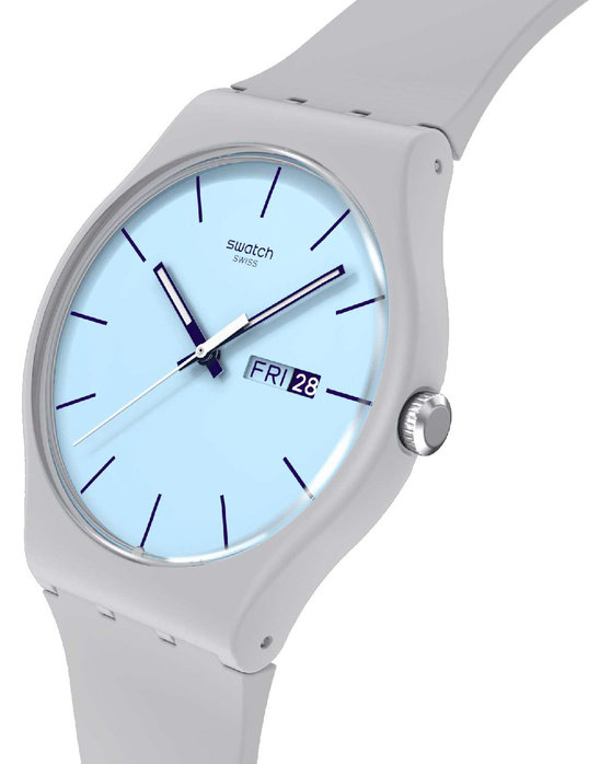 SWATCH Essentials Blueberry Sky Grey Silicone Strap